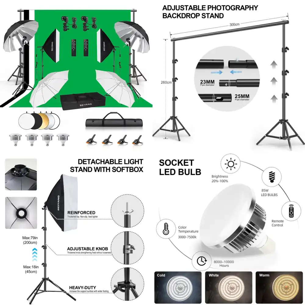 Photography Backdrop Stand Kit - Adjustable Photography Backdrop Stand Kit (2.6x3m)