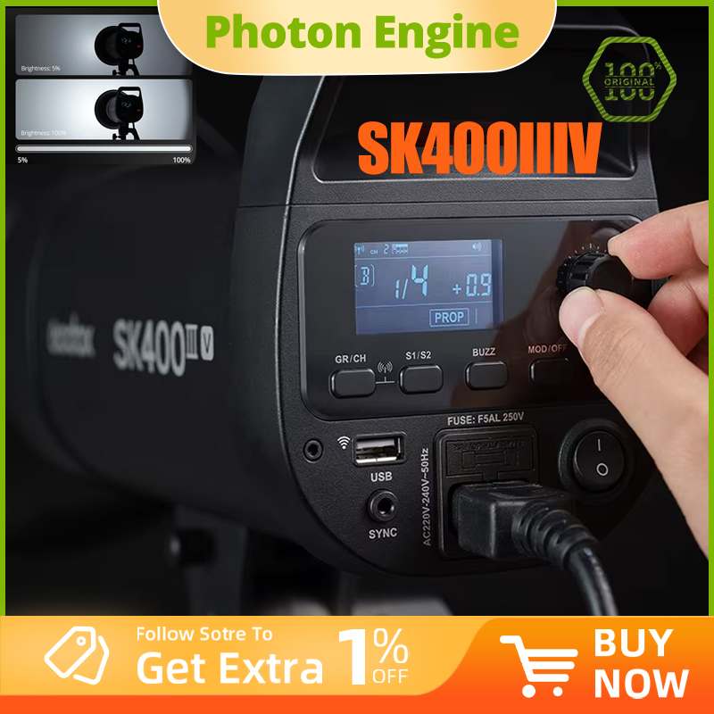 Studio Flash 400W Bowens Mount - Godox SK400IIIV Built-in 2.4G Wireless X