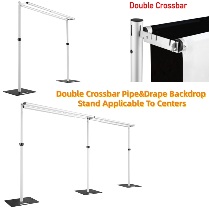 Photography Backdrop Stand Kit - Double-Crossbar Backdrop Background Stand Frame Support