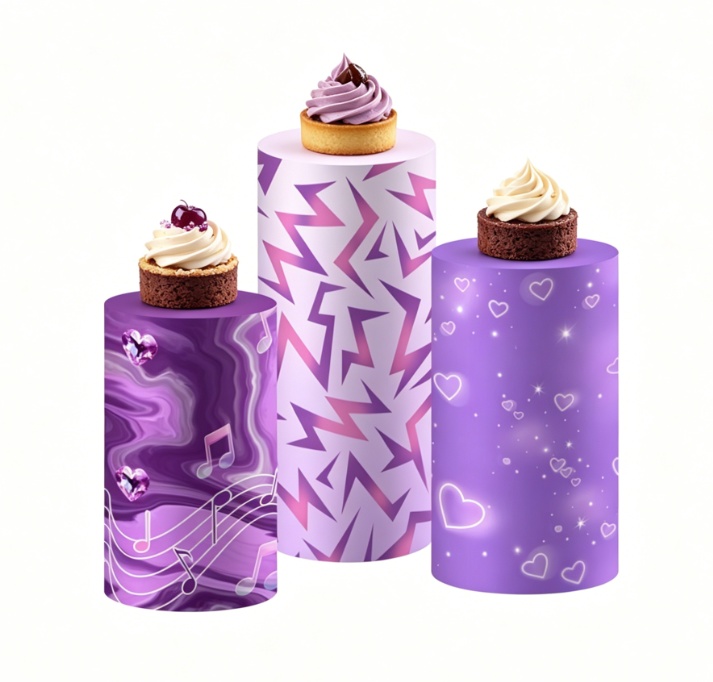 Photography Backdrop Stand Kit - Purple Kpop Music Note Cylinder Pedestal