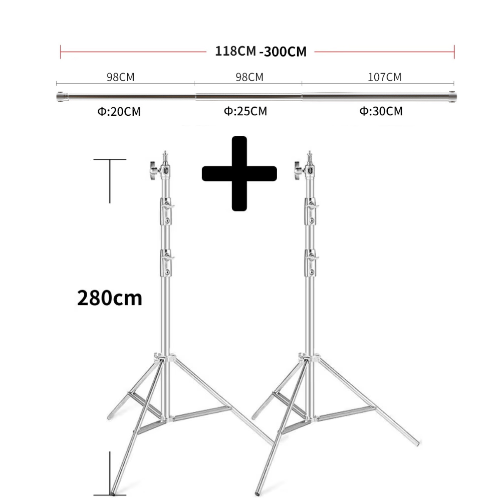 Photography Backdrop Stand Kit - 2.8x2/3M Universal Telescopic Crossbar Photo Background