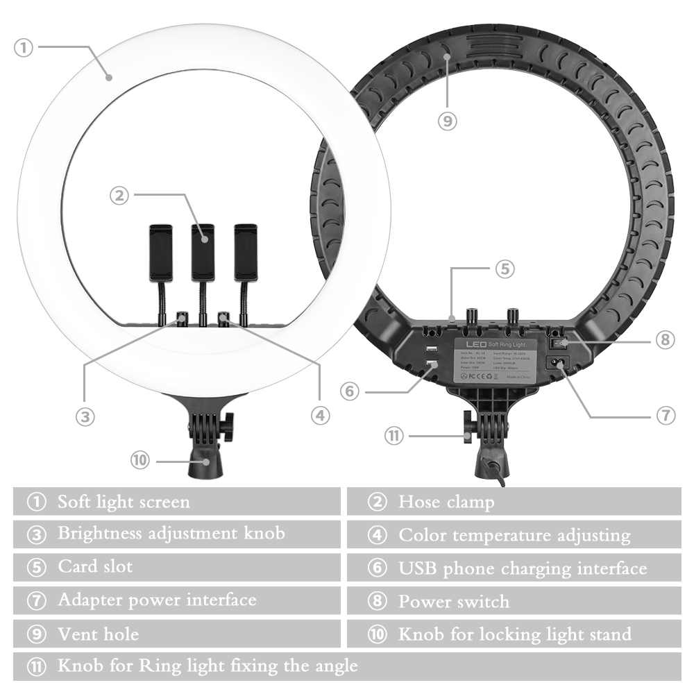 SH 18 Inch Knob Ring Light LED - Ring Light 18 Inch Studio review and price