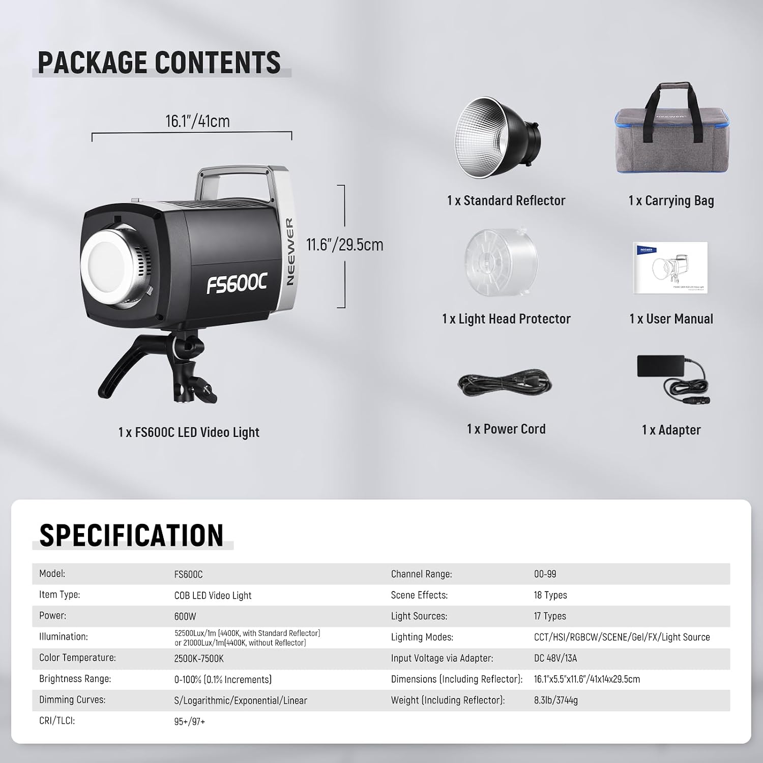 NEEWER FS600C 600W RGB COB LED - Studio Strobe Light 600W review and price