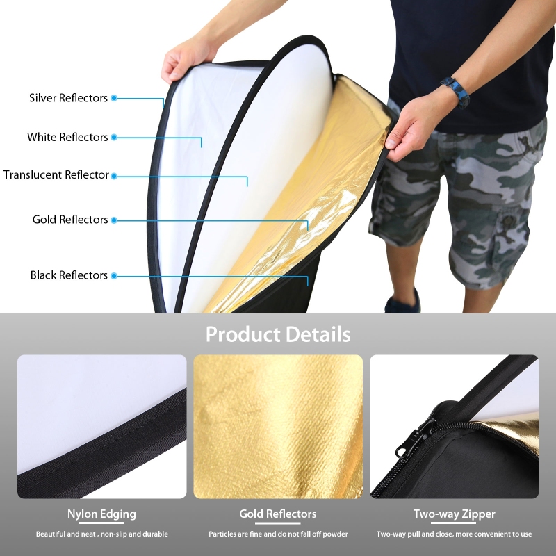 PULUZ 5 Color in 1 Photography - Reflector 5 In 1 110Cm review and price