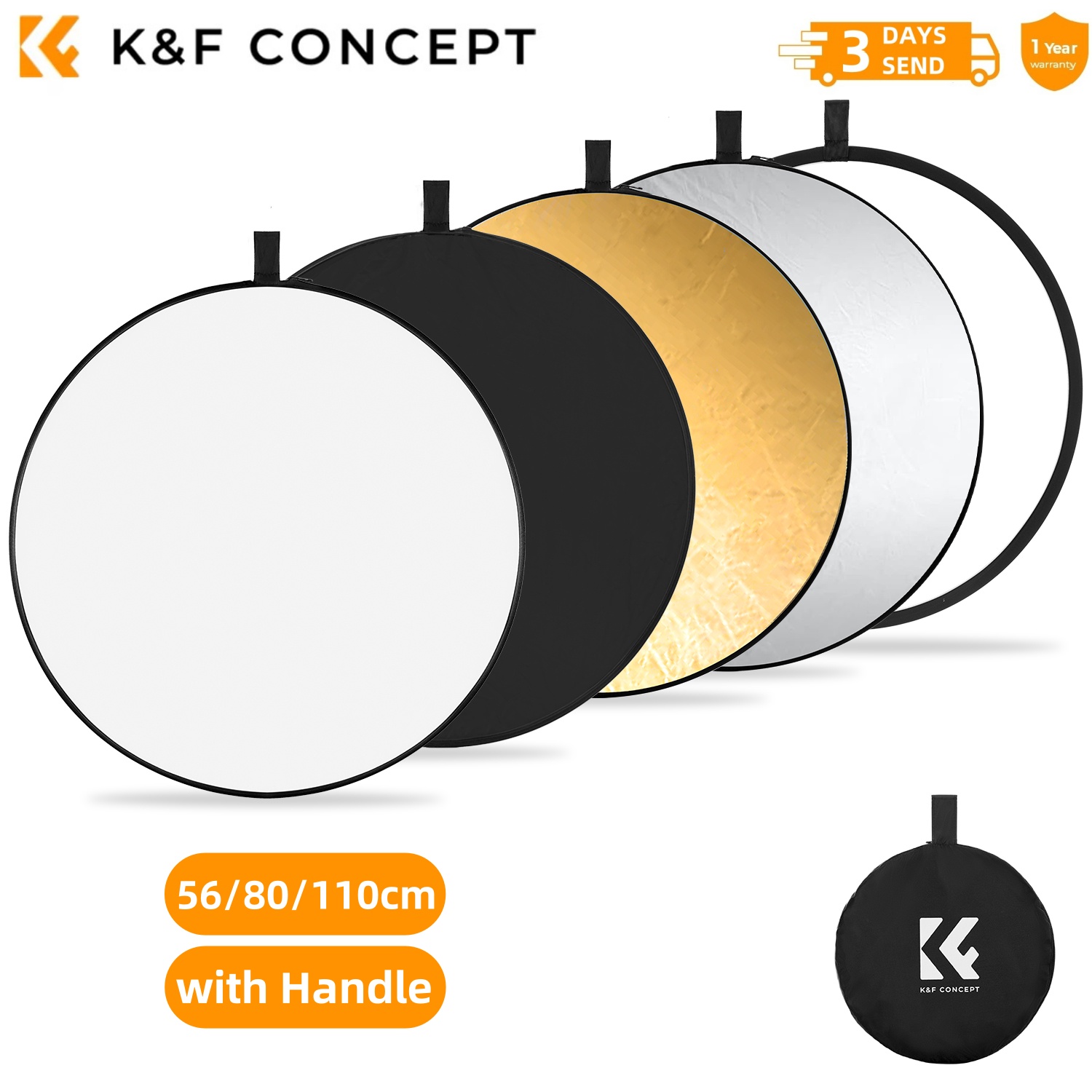 K&F CONCEPT 56/80/110cm 5-in-1 - Reflector 5 In 1 110Cm review and price